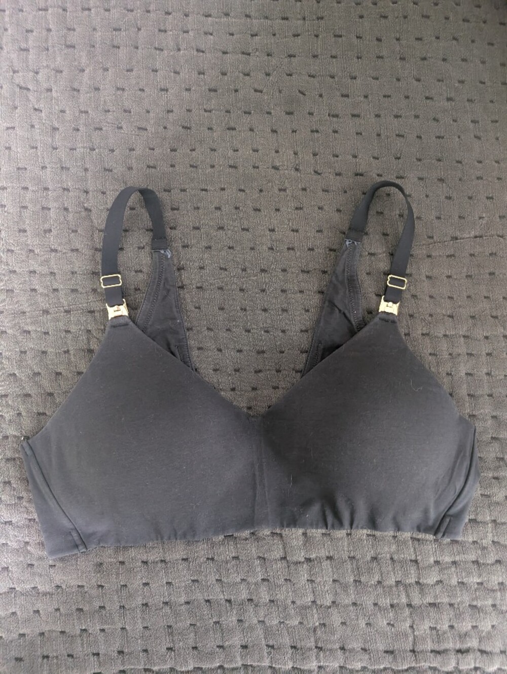 Maternity Organic Cloud Cotton Wireless Nursing Bra Black